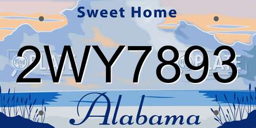 2WY7893 Alabama License Plate
