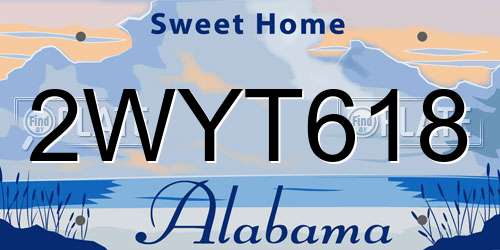 2WYT618 Alabama License Plate