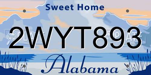 2WYT893 Alabama License Plate