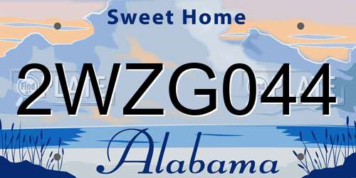2WZG044 Alabama License Plate
