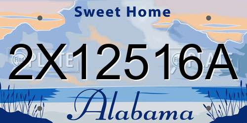 2X12516A Alabama License Plate