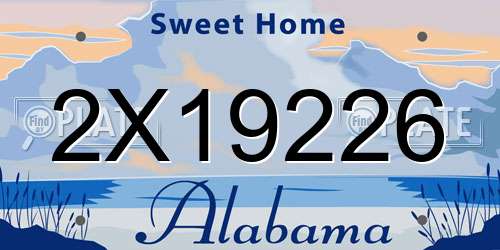 2X19226 Alabama License Plate