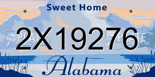 2X19276 Alabama License Plate