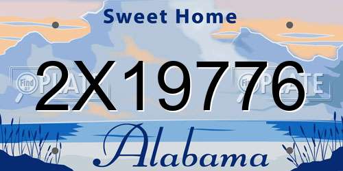 2X19776 Alabama License Plate