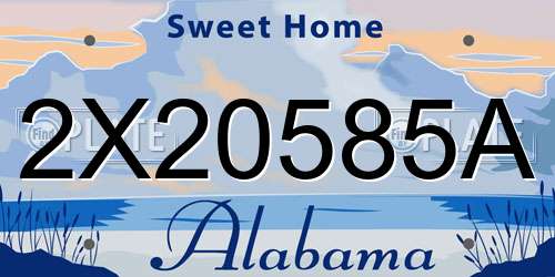 2X20585A Alabama License Plate