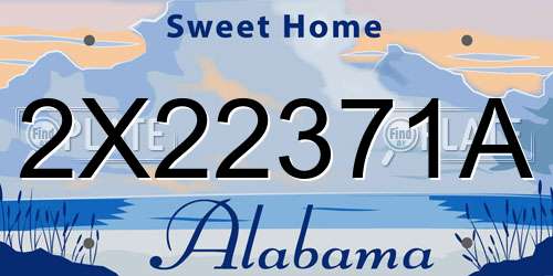 2X22371A Alabama License Plate