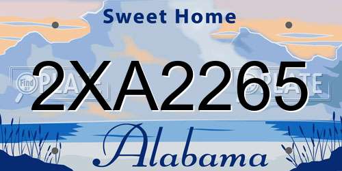 2XA2265 Alabama License Plate