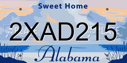 2XAD215 Alabama License Plate