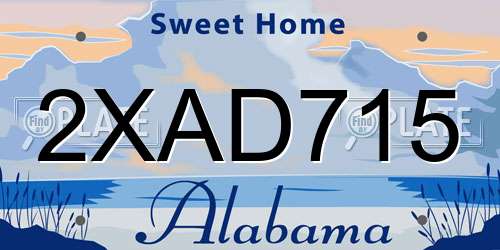 2XAD715 Alabama License Plate