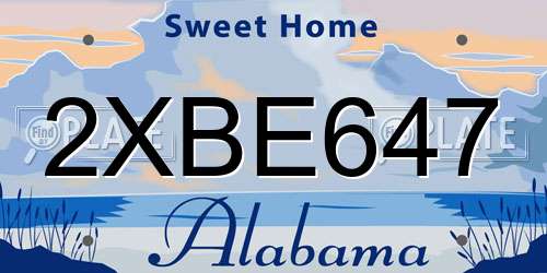 2XBE647 Alabama License Plate