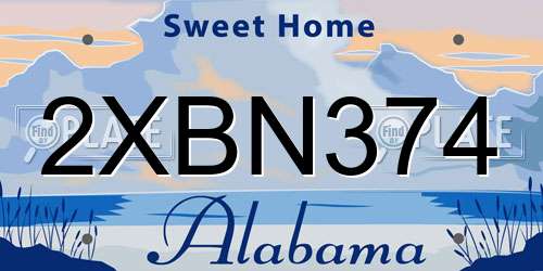 2XBN374 Alabama License Plate