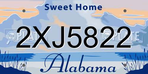 2XJ5822 Alabama License Plate