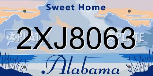 2XJ8063 Alabama License Plate