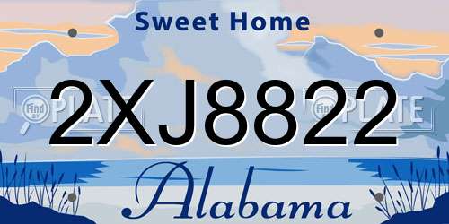 2XJ8822 Alabama License Plate