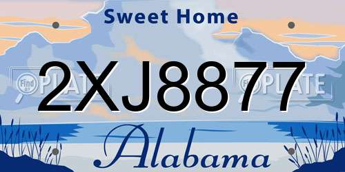 2XJ8877 Alabama License Plate
