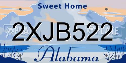 2XJB522 Alabama License Plate