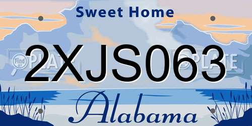 2XJS063 Alabama License Plate