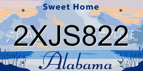 2XJS822 Alabama License Plate
