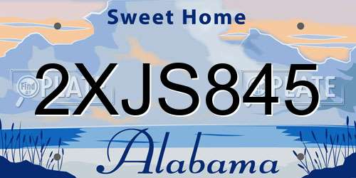 2XJS845 Alabama License Plate