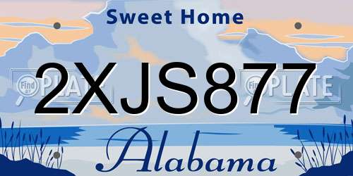 2XJS877 Alabama License Plate