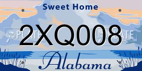 2XQ008 Alabama License Plate