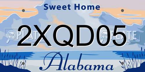 2XQD05 Alabama License Plate