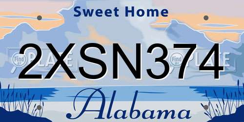 2XSN374 Alabama License Plate