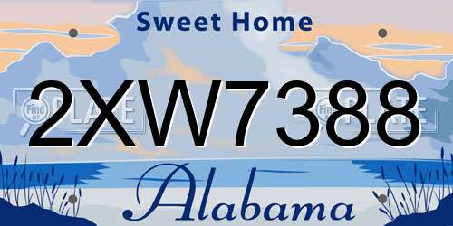 2XW7388 Alabama License Plate