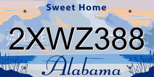2XWZ388 Alabama License Plate