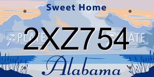 2XZ754 Alabama License Plate
