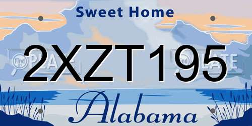 2XZT195 Alabama License Plate