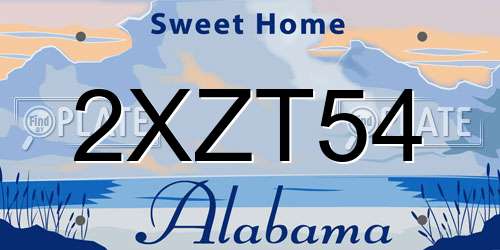 2XZT54 Alabama License Plate