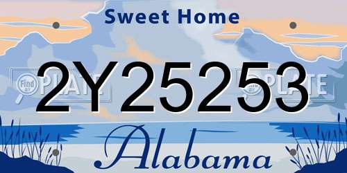 2Y25253 Alabama License Plate