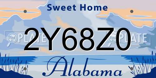 2Y68Z0 Alabama License Plate