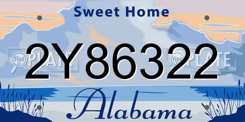 2Y86322 Alabama License Plate