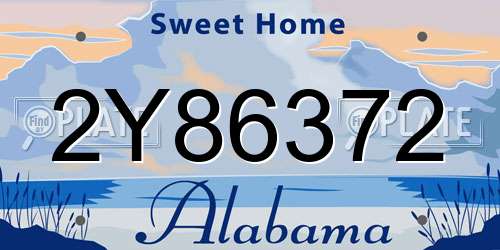 2Y86372 Alabama License Plate
