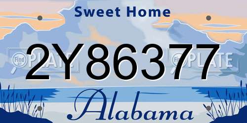 2Y86377 Alabama License Plate