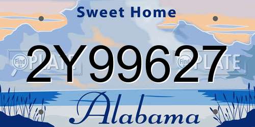 2Y99627 Alabama License Plate