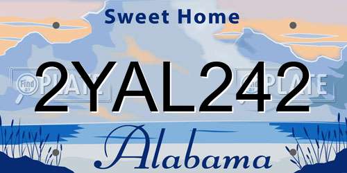 2YAL242 Alabama License Plate