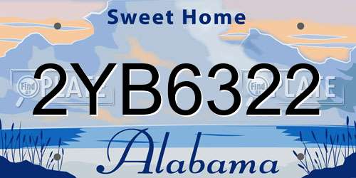 2YB6322 Alabama License Plate