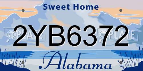 2YB6372 Alabama License Plate