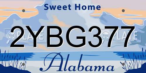 2YBG377 Alabama License Plate
