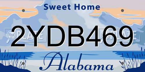2YDB469 Alabama License Plate