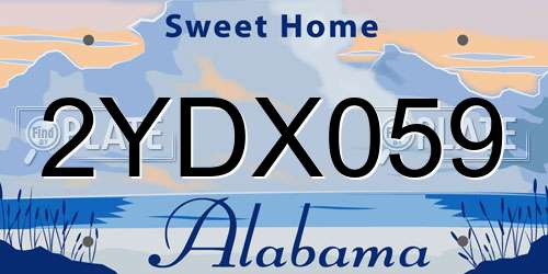 2YDX059 Alabama License Plate