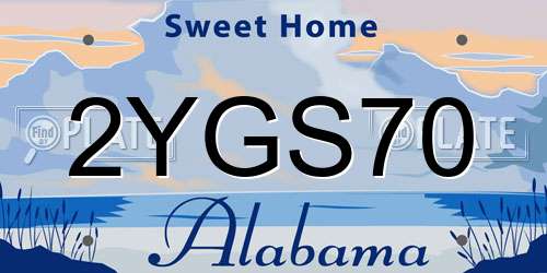 2YGS70 Alabama License Plate