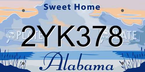 2YK378 Alabama License Plate