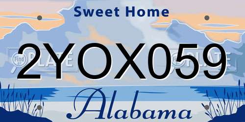 2YOX059 Alabama License Plate