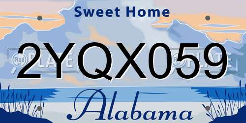 2YQX059 Alabama License Plate