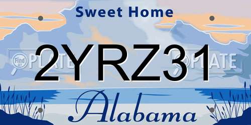 2YRZ31 Alabama License Plate