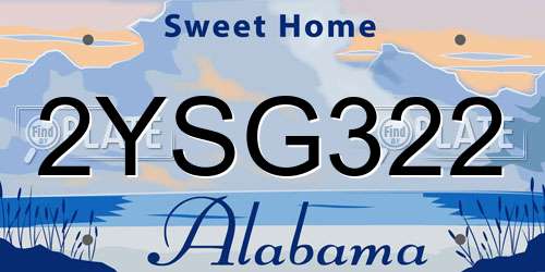 2YSG322 Alabama License Plate
